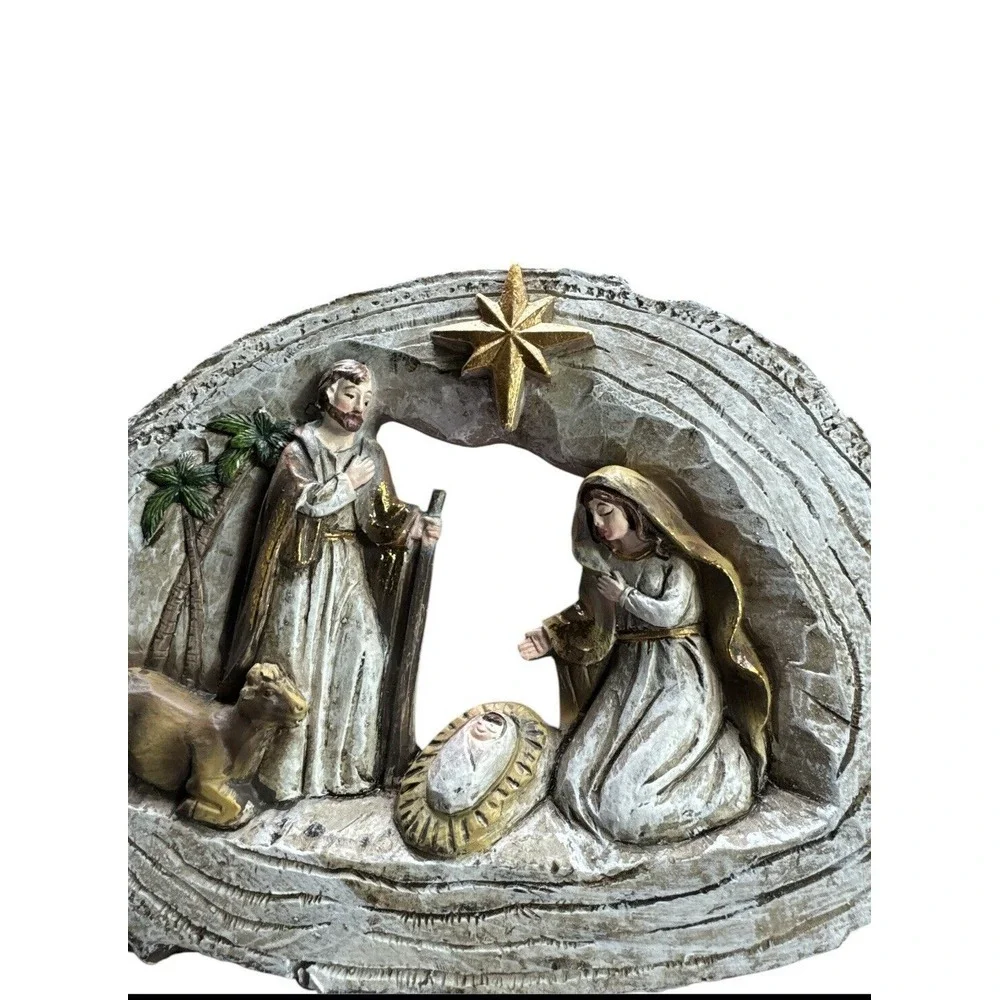 Ganz Nativity‎ Scene Log Look Figurine Star of Bethlehem Christmas